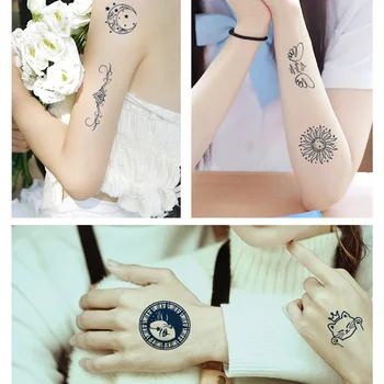 18 vrst Srčkan Začasno Sok Trajno Tattoo Nalepke Totem Metulj Mačka Flower Tetovaže Žensko Roko Body Art Ponaredek Tatto