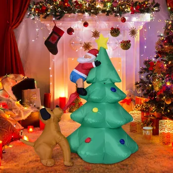 180 cm Velikan Napihljivi Božič Doll Kuža Piki Santa Claus Plezanje Drevo Santa Claus Led Noč Igrače, Božični Okraski