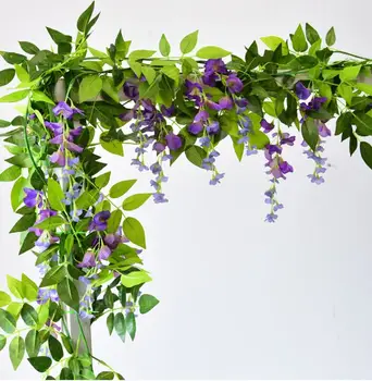 180 cm Wisteria Umetno Cvetje Plastičnih Svile Ivy Trte Garland Hydrangea Niz Poroko Arch DIY Obrti Steni Visi Dekoracijo