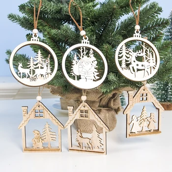1PC 3D Xmas Tree Bell DIY Božični Okrasek, Lesene Visi Obeski Star Božični Okraski Za Dom Stranko Novo Leto Navidad
