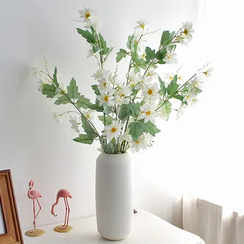 21 Glav Umetno Daisy Razkošno Cvetje Šopek Poročni Dekoracijo za Dom Namizni Dekor Modro Nebo Ponaredek Cvetje Hydrangea