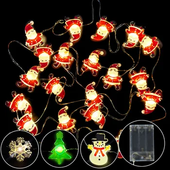 2M 20LED Santa Claus Snežaka, LED Light Strune Božično Drevo Pravljice Luči Garland Za Božič Doma Viseči Okraski Novo Leto 2021