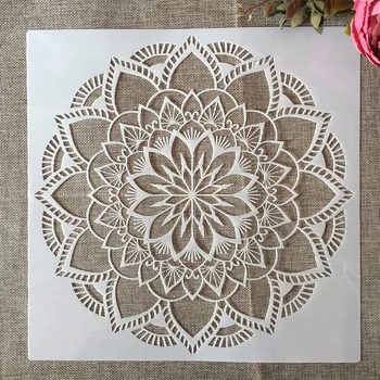 30*30cm Geometrijo Mandala Večplastna Krog DIY Layering Matrice Slikarstvo Album Kolorit Reliefi Album Dekorativni Predlogo