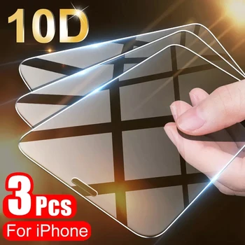 3PCS Polno Kritje Zaščitno Steklo Za iPhone 11 Pro X XR XS Max Zaščitnik Zaslon Na iPhone 7 8 6 6s Plus 5 5s SE 12 Stekla Film