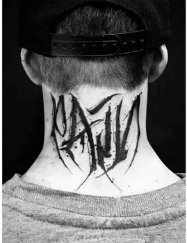 4PCS Črni Cvet Ponaredek Tattoo Nalepke Za Moške Vratu Telo Roko Umetnosti Vodo Prenos Začasno Tattos Nepremočljiva Tattoo