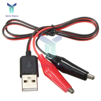 60 CM Aligator Test Cilp Kovinski USB Moški Konektor Adapter Krokodil Test Spona Clip Napajalni Kabel Črna Rdeča Visoko Kakovost Posnetka