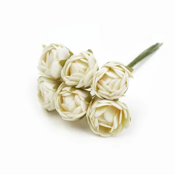 6pcs Mini Čaja, Vrtnic Bud Umetno Šopek rož za Poroko Doma Stranka Dekoracijo DIY Ročno Ponaredek Cvet Božični Dekor