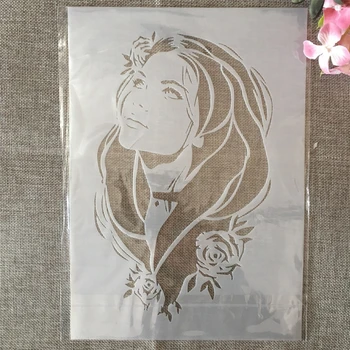 A4 29 cm Rose Lepe Dolge Lase Dekle DIY Layering Matrice Stensko Slikarstvo Album Kolorit Reliefi Album Dekorativni Predlogo