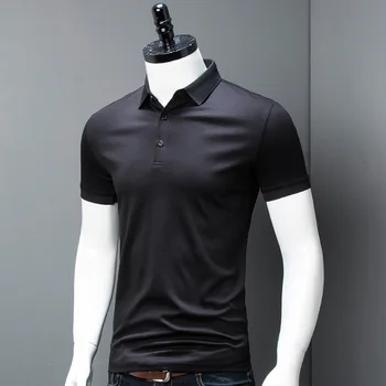 Bombaža moške mode business casual kratek rokav POLO majica