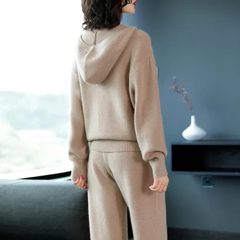 BoozRey korejske Modne Ženske Zimski Pulover, Oblačila, ki Pulover Obleko 2021 Jeseni Novo Kapičastih Pulover Ženske dvodelne Pulover