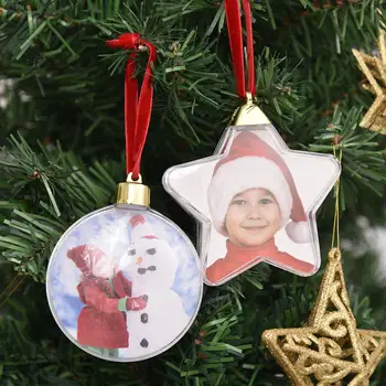 Božič Prozorno Plastično DIY Foto Petimi zvezdicami Žogo Božično Drevo Okraski Božič Visi Drevo Dekor Za Dom, Otroke Darila