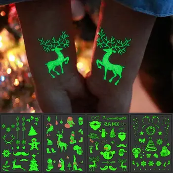 Božič Svetlobna Tattoo Nalepke Santa Snežinka Žareče Tattoo Nalepke za Otroke Božič, Darila, Božični Navidad Natalne Odlikovanja