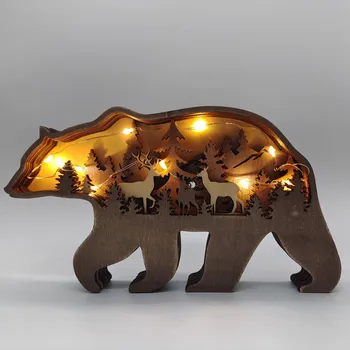 Božični Okraski 2022 Novo Leto Naravne Božič Medved Elk Volk Obrti Lesene Božično Dekoracijo za Dom Navidad Darilo Dropship