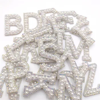Debelo 104Pcs/Veliko Novih 26 angleški Pismo Diy Ime Obliži Nalepke Diamond Pearl A-Ž Obliž Za Oblačila Značko Aplicirano