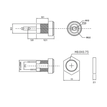 Debelo DC-022B 5.5x2.1 mm DC Napajanje Ženski Jack Panel Mount Konektor 5.5*2.1 mm Vtičnico Svečke DC Napajanje Priključkov Adapter