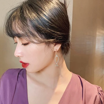 Design Mačka Fishbone Asimetrične Gold Uhani Za Ženske korejski Modni Nakit Gothic Pribor Dekle je Luksuzni Ustvarjalne Uhani