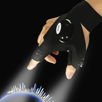 Fingerless Rokavice LED Svetilko, Baklo na Prostem Orodje, Ribolov, Kampiranje, Pohodništvo Preživetje Reševanje Multi Orodje Svetlobe v Levo/Desno Roko