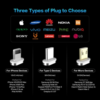 FLOVEME Magnetni USB Kabel za iPhone XS XS Max XR 3A USB Tip C Kabel, Hitro Polnjenje, Polnilnik, Mikro USB Kabel za Samsung Xiaomi