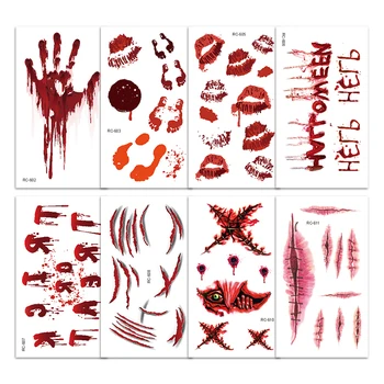 Halloween tattoo nalepke Nepremočljiva Brazgotina tatoo držijo žive rane krvnih madežev vzorec telo začasni tattoo nalepke RA033