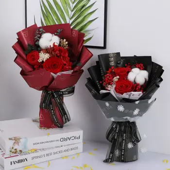 Konzervirane Novo Umetno Cvetje Rose Gypsophila Dom Dekoracija Poroka Poročni Šopek Cvet Visoke Kakovosti Dekoration Roza