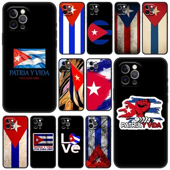 Kuba zastavo Umetnosti Primeru Telefon Za iPhone 13 12 11 Pro MAX XR X SE XS 7 8 Plus Luksuzni iPhone13 Fundas Mehki Silikonski Črni Pokrov Capa
