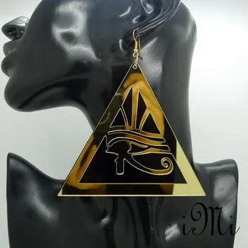 Lasersko Rezanje Akril Naredil Trikotnik Oblika Hip hop Stilu Big Horus Oči Uhani Visijo