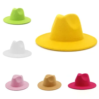 Moški Fedora klobuki ženske Preprosto volnene klobuk jazz klobuki Britanski stil Modni klobuk klobuk jeseni, pozimi big skupaj Multicolor klobuk