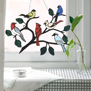 Multicolor Ptic na Žico Visoko Vitraž Okna Plošča Doma Dekor Visi Catcher Doma Dekoracijo