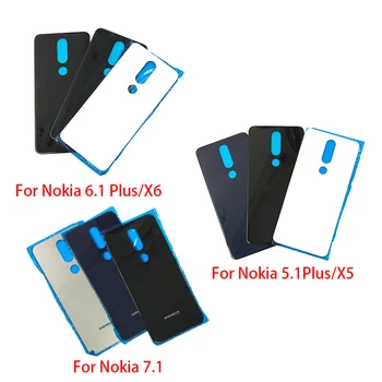 Nazaj Stekla Zadaj Pokrov Za Nokia 7 7.1 / 5.1 Plus / X5 / 6.1 Plus / X6 / 8.1 / X7 pokrov Ohišja Baterije zadnji pokrovček
