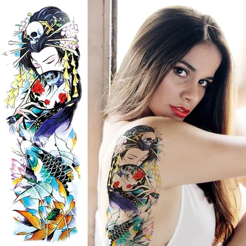 Nepremočljiva Začasni Tattoo Nalepke Polno Roko Velike Lobanje Stare Šole Tattoo Nalepke Flash Ponaredek Tetovaže za Moške, Ženske