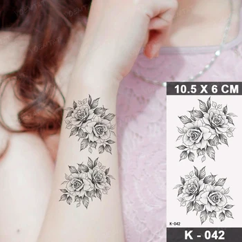 Nepremočljiva Začasni Tattoo Nalepke Realne Črni Pas Za Zapestje Lily Cvetje Flash Tattoo Ponaredek Tatto Za Body Art Ženske Moški