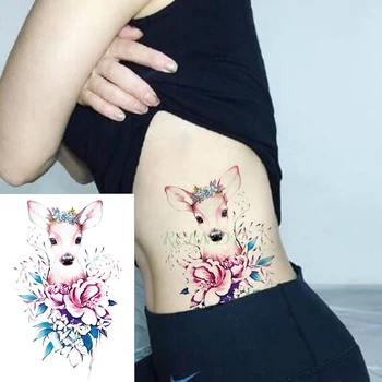 Nepremočljiva Začasni Tattoo nalepke risanka roza jelena garland krono cvet big flash tattoo ponaredek tatto za Dekle, Moških, Žensk, otrok