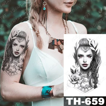 Nepremočljiva Začasni Tattoo Nalepke Roman Viking Bojevnik Dekle Flash Tetovaže Lepoto Portret Angel Body Art Roko Ponaredek Tattoo Ženske