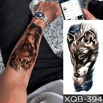 Nepremočljiva Začasno Rokav Roko Tatooo Nalepke Volk Lotus Skladu Ostre Živalske Prenosljive Tatoo Body Art Ponaredek Tattoo Moški Ženski