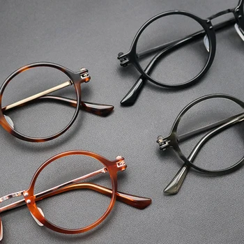 Oblikovalec Titana Acetat Očala Okvir Moških Krog Optični Kratkovidnost Recept Očala Okvir Ženske 2021 Luksuzne Blagovne Znamke Očala