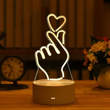 Otrok Svetlobe Noč 3D LED Nočna Lučka Ustvarjalne Tabela Postelji Svetilko Romantično Srce Nosi Svetlobo Otroci Gril Doma Dekoracijo šatulji
