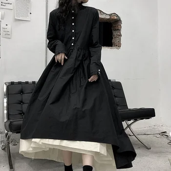 QWEEK Gothic Lolita Črna Obleka Ženske Preppy Stil Sladko Letnik Kawaii Dolg Rokav Obleke Dekle Haljo Lepe Obleke 2021 Jeseni
