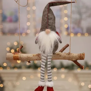 Ročno izdelane Božično Gnome Dekoracijo Počitnice Darila švedski Figurice Sedel dolgo nogami Božič elf Steklenico Decoretion Set