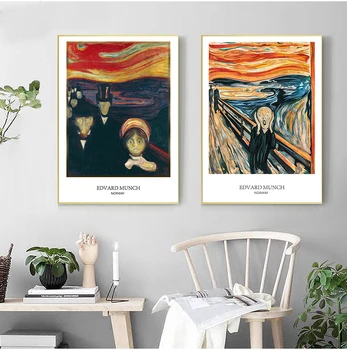 Scream, ki jih Edvard Munch Art Tisk Plakat Platno Stensko Sliko Slavni slika za Dnevni Sobi Doma Decorarion