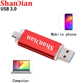 SHANDIANPendrive OTG USB Flash Drive cle usb 3.0 palico 64 G otg pen drive 4G, -8 G 16 G 32 G 128GBstorage naprav