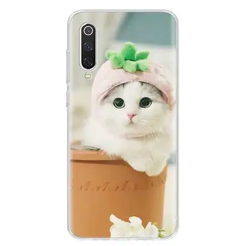 Srčkan hišne mačke Primeru Telefon za Xiaomi Redmi Opomba 10 10 9 9 8 8T 7 6 9T 9A 9C člen 8A, 7A, 6A 4X 5 Pro Mehko Kritje Coque Lupini Capa