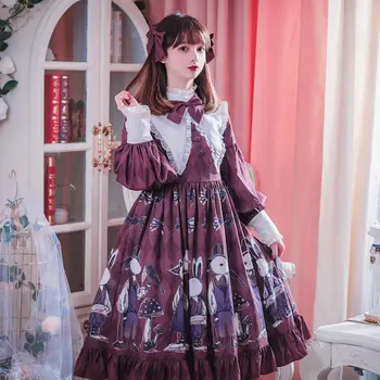 [Strupenih Gob] Gothic Lolita Obleko OP Temno Čudovita Vintage Preprosto Lolita Princess Tea Party Dnevno Obleko