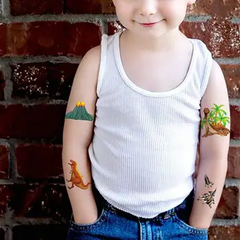 Tatoo Za Otroke Fant Dinozaver Rojstni Dan Dekoracijo Začasni Tattoo Nalepke Dino Jajce Vulkan Stranka Igre Baby Zdravljenje