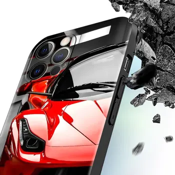 Telefon Primeru za Apple iPhone 11 7 12 Pro 13 mini XR X 6 6S XS Max 5 5 8 Plus SE Mehki Silikonski Pokrovček Nazaj Rdeča Modra Super Avto