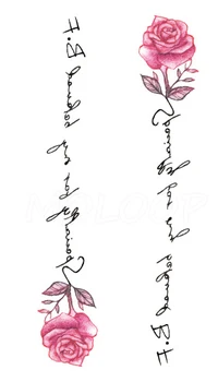 Tetovaže Nalepko roza vrtnice rastlin cvet pismo Malo Element Body Art Vodo Prenos Začasno Ponaredek tatto za otrok girl boy