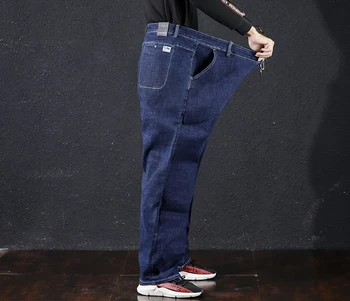 Velik obseg Mens Jeans Človek Oblačila, Hlače Homme Ohlapne Hlače Denim Blue Plus Jean velikosti hlače, Črno kravato Pasu pasu M-7XL