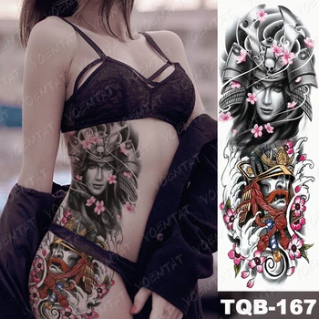 Veliko Roko Rokav Tatoo Japonski Gejša Samurai Nepremočljiva Začasnimi Tatto Nalepke Pištolo Pasu Noge Body Art Polno Ponaredek Tattoo Ženske