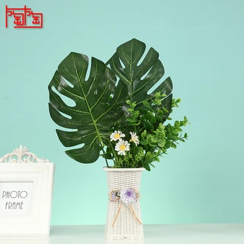 Vroče prodajo Visoko kakovostnih Umetnih Monstera drevo palme, Listi zelene Plastičnih listov poroko DIY dekoracijo Cvetje ureditev rastlin