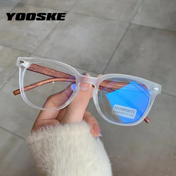 YOOSKE TR90 Anti Modra Svetloba Očala Okvirji Ženske Moški Kratkovidnost Očala za Zaščito pred Sevanjem Optični Okvir Imitacija Lesa Zrn