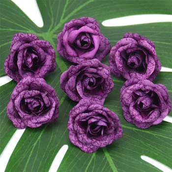 100 kozarcev/lot 4 cm Umetne Svile Retro Rose Cvet Glave Za Poročno Dekoracijo Doma Venec Obrti DIY Poceni Ponaredek Cvetje